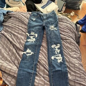 American Eagle Outfitters Ripped Blue Skinny Jeans